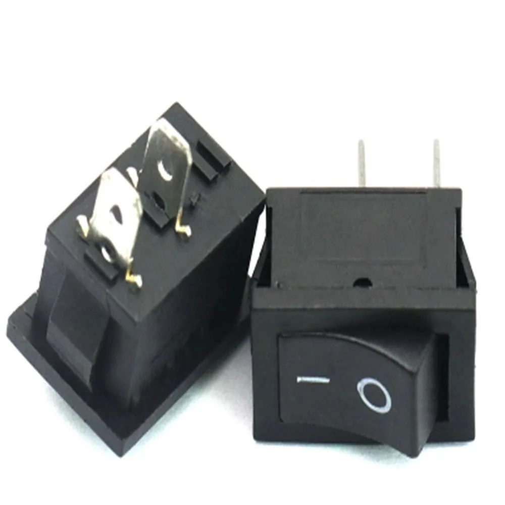 10Pcs Rocker Switch 15 * 21mm 15x21mm Black Button Mini Switch 6A-10A 250V KCD1-101 2Pin Switch