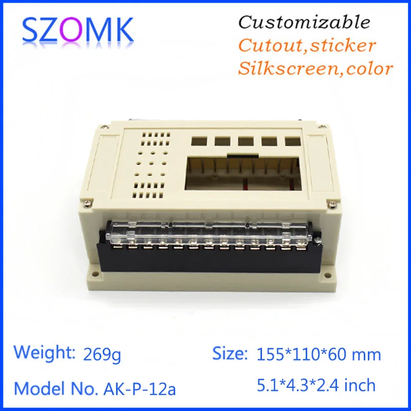 

10Pcs155*110*60mm szomk Wholesale plastic electric junction box wall mount plastic enclosure project box din rail control box