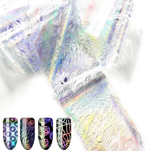 1 Roll 4*100cm Holographic Nail Foil Christmas 3D Transfer Sticker Manicure Nail Art Decals Water Slide