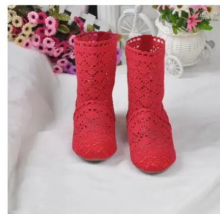 

Classic Spring Summer Girls Breathable BOOTS Cut-Outs Fashion Shoes Knitted Hollow Line Gauze Boots Girls Children short Boots