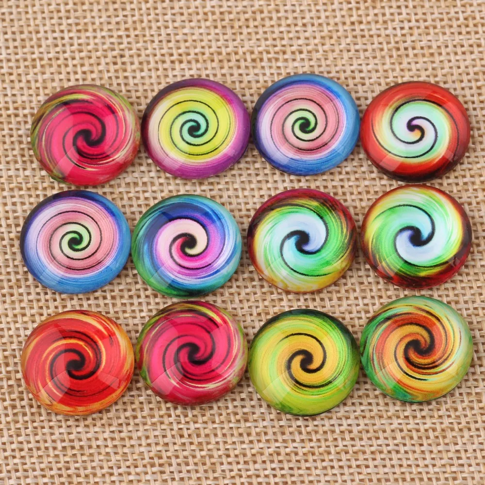 onwear handmade mix round dome color swirl image glass cabochon 18mm 12mm 10mm 25mm diy earrings pendant making findings