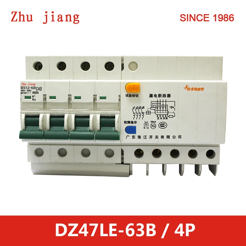 

Circuit 30mA breaker RCCB residual current 400V 380V 4P 40/50/63A