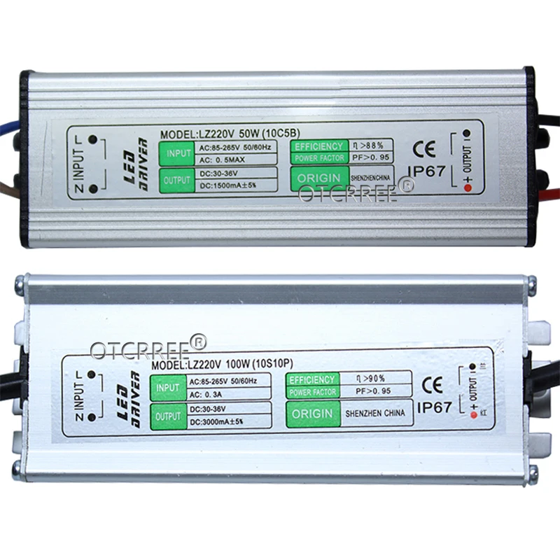 AC 85-265V A DC 3-10 V/DC 30-36 V HA CONDOTTO il Driver IP67 impermeabile di Illuminazione Trasformatori di Alimentazione 10W 20W 30W 50W 100W