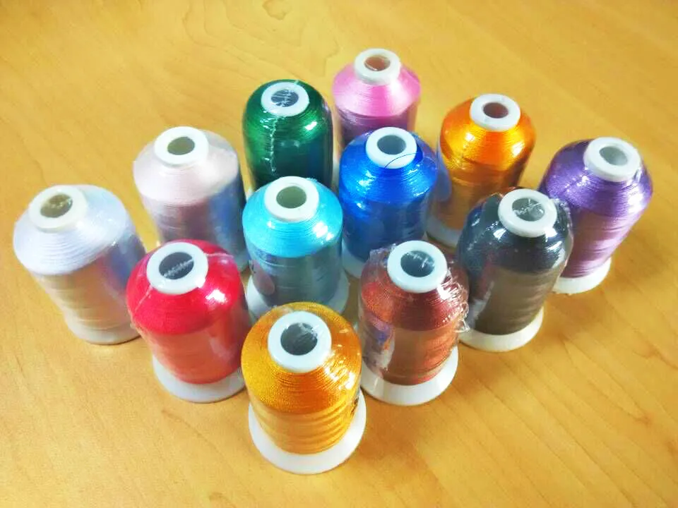 Computer Machine Embroidery Thread Filament Polyester Embroidery Thread For Brother Machine 1000m*12 High Strength High Luster