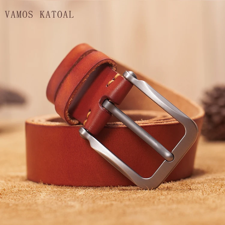 

VAMOS KATOAL first layer cowhide men genuine leather belt luxury designer Waistband cowskin Strap male Jeans for man cowboy