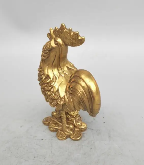 China seiko carving pure brass wealth chicken small statue