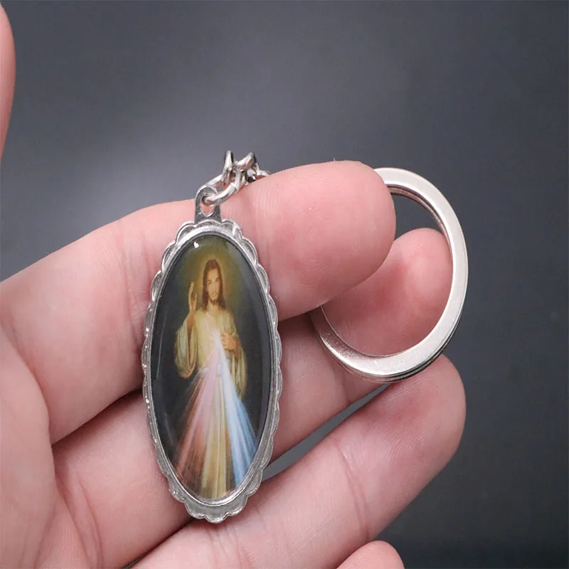 Cross of Jesus Christ Cross Icon Keychain Virgin Mary Keychain Mercy Jesus Keychain Pendant Auto Accessories