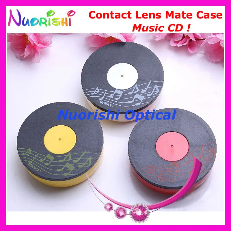 

10pcs Music CD design Contact Lens Case with Mirror C528 contact lens mate box Free Shipping