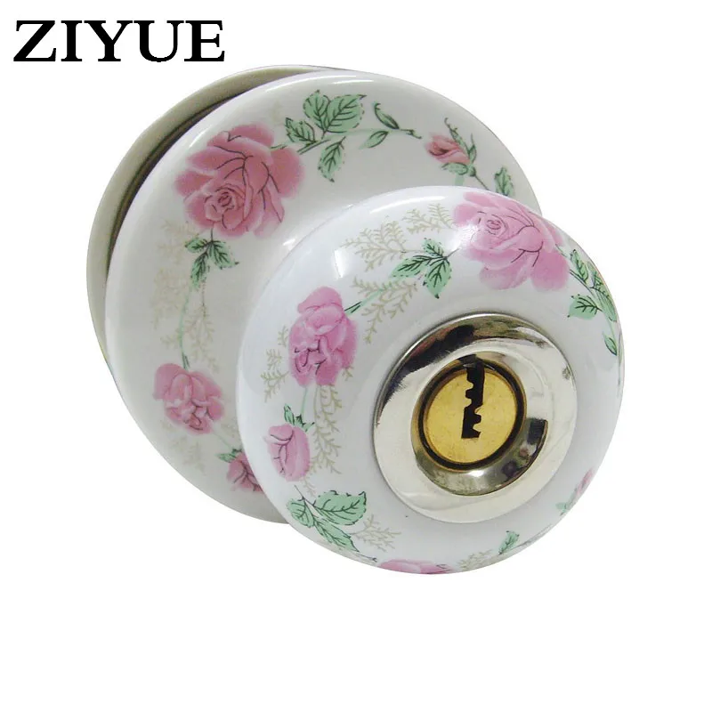 Free Shipping Pink Peony Flower Full Ceramic Ball Spherical Lock Pastoral Modern Style