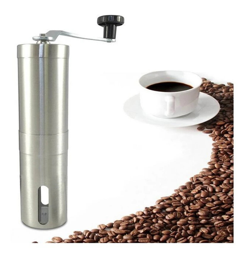 

Home & travel Stainless Steel Manual Coffee Grinder Hand Coffee Bean Grinder Mill Spices Miller with Ceramic Burr Grinding Tool