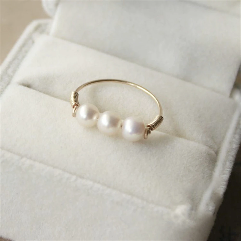 Freshwater Pearl Rings Handmade Gold Filled Jewelry Joyas Gift Anillos Mujer Bague Femme Rings For Women Boho Jewelry