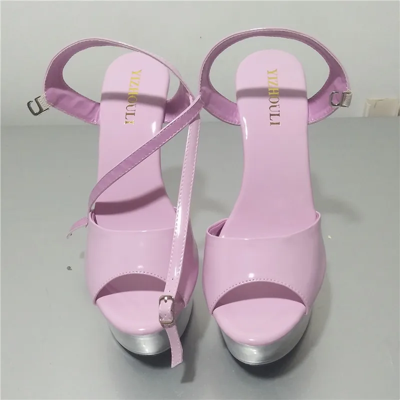 The new 15 cm high heel sandals are transparent, sexy and waterproof with more colorful vamp, banquet sandals