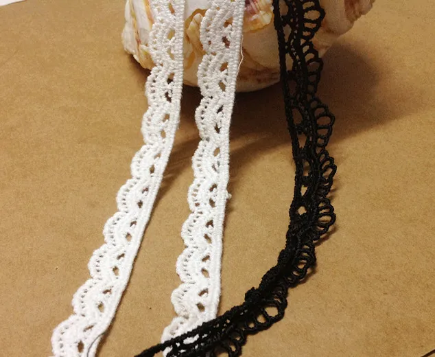 

10 yards 1.1cm 0.43" wide white/black cotton lace trim ribbon DIY Garment Accessories KO353L4K96