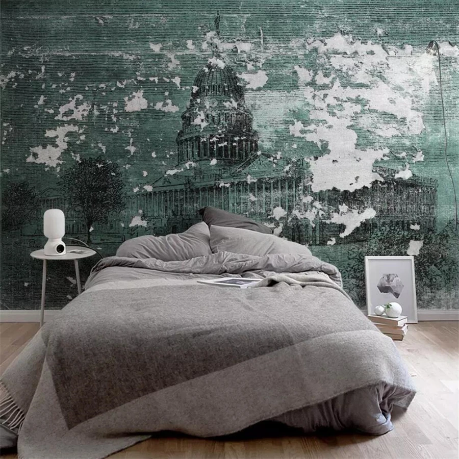 

wellyu Custom wallpaper 3d European retro vintage shabby wall architecture tv background wall papel de parede mural 3d wallpaper