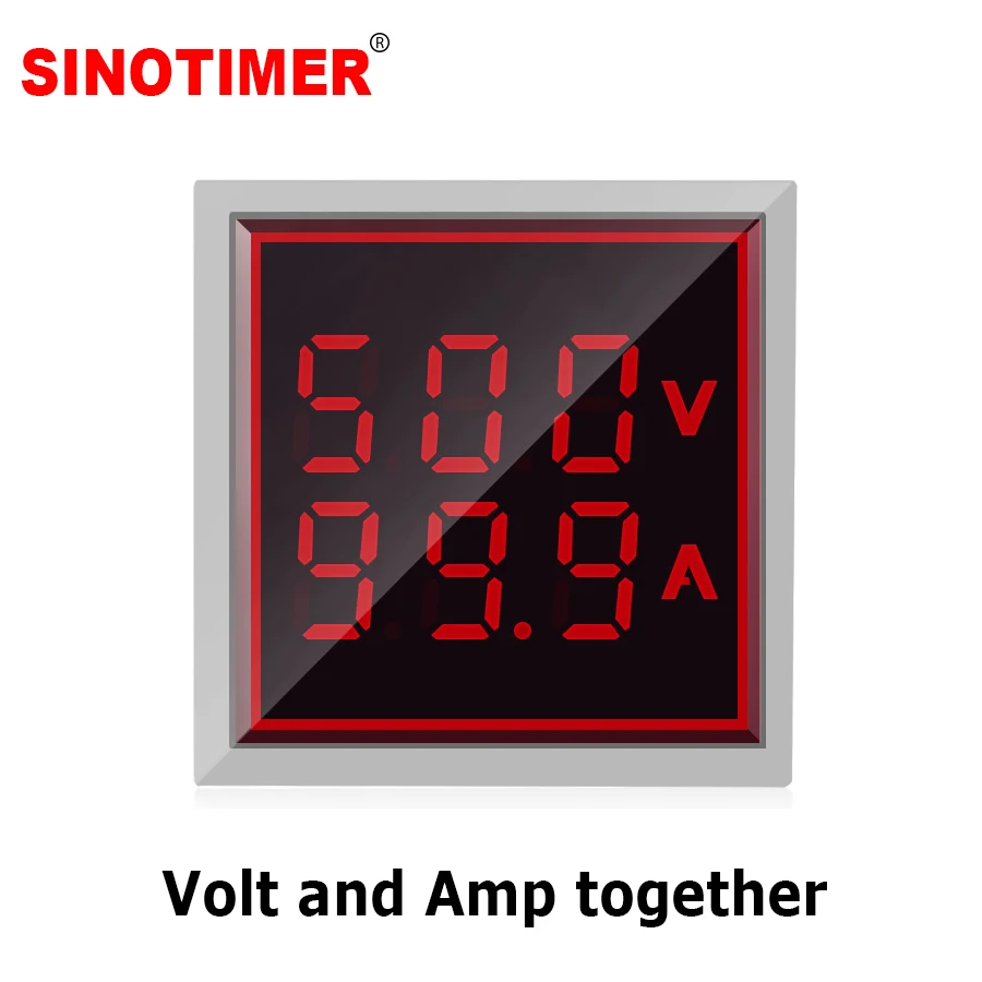 22mm Round Square LED Digital Voltmeter Ammeter Signal Lights Volt Voltage Current Meter Indicator Tester AC 60-500V 6-100A