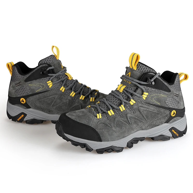 HUMTTO Hiking Shoes for Men Genuine Leather Climbing Shoes Mountain Boots Outdoor Sport Breathable Sneakers Waterproof Trekking