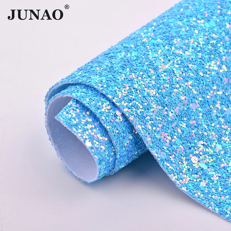 JUNAO 20*34cm Colorful Glitter Sequins Synthetic Leather Faux Artificial Leather Fabric Paillettes Fabric Sheets DIY Crafts