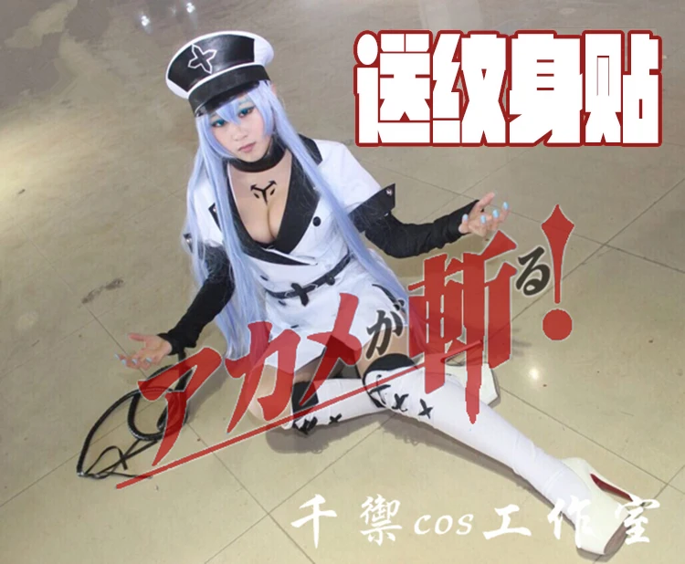 

Akame ga KILL! Akame ga membunuh! Esdeath Cosplay costume set dress+hat+scarf+sleeves+socks 11