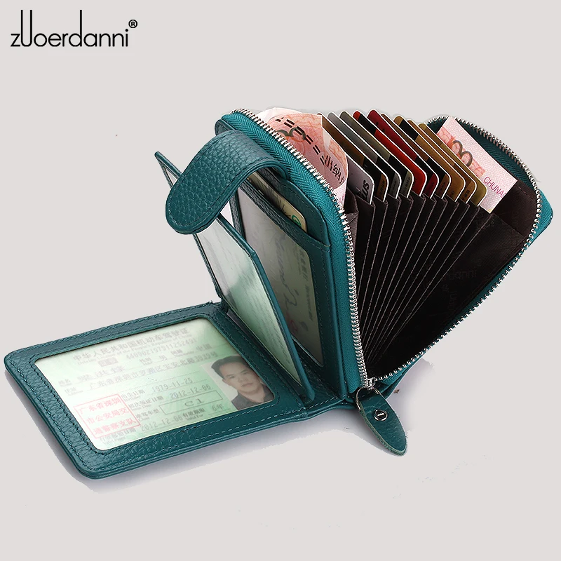 

Leather card holder women zipper card bag large capacity multi-functional men driver's license female A817