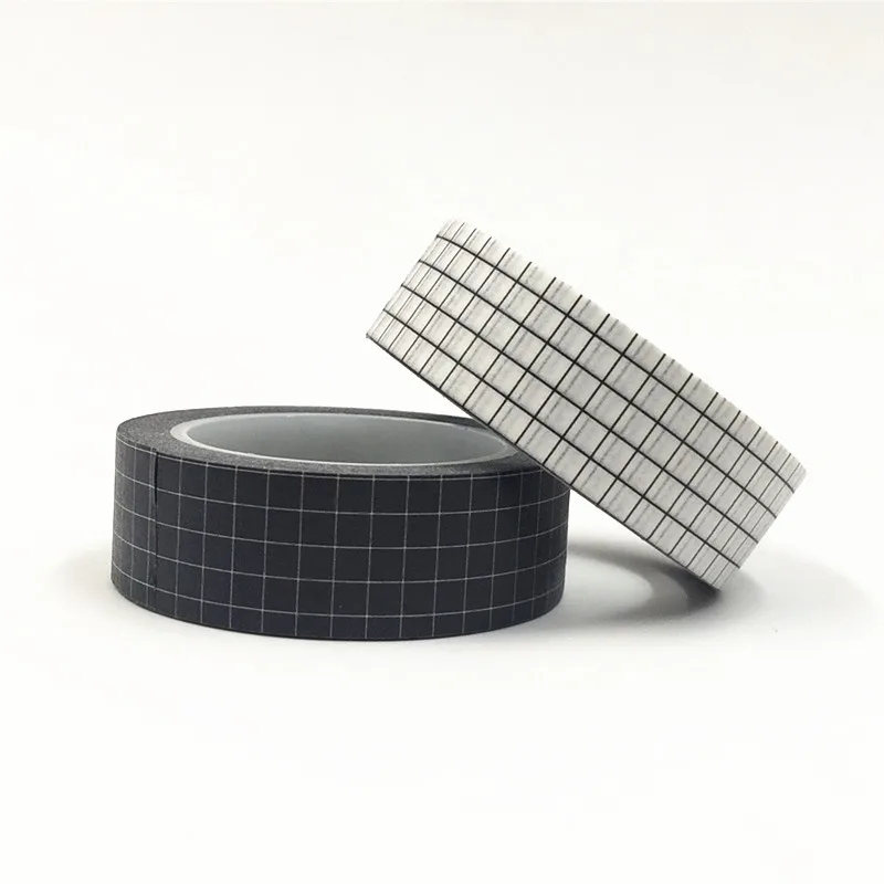 10M Black and White Grid Washi Tape Japanese Paper DIY Planner Masking Tape Adhesive Tapes Stickers Decorative Stationery Tapes