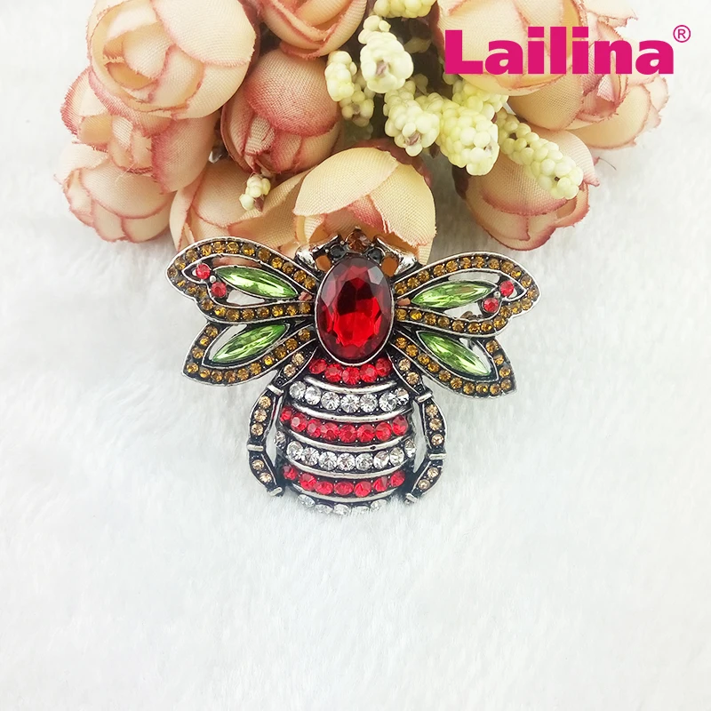 Cute Summer silver plated Vintage retro Bee Rhinestone brooch Jewelry Gift for Women 40*53mm, animal bumble bee brooch pins