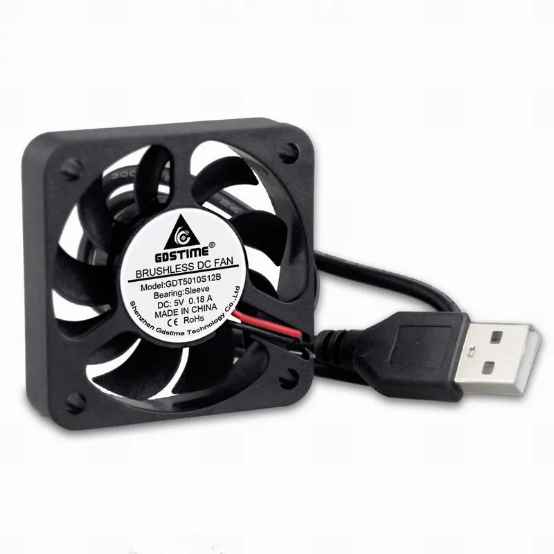 Imagem -06 - Gdstime-ventilador para Computador 10 Peças sem Escova Dissipador de Calor Usb 5010 50 mm x 50 mm x 10 mm