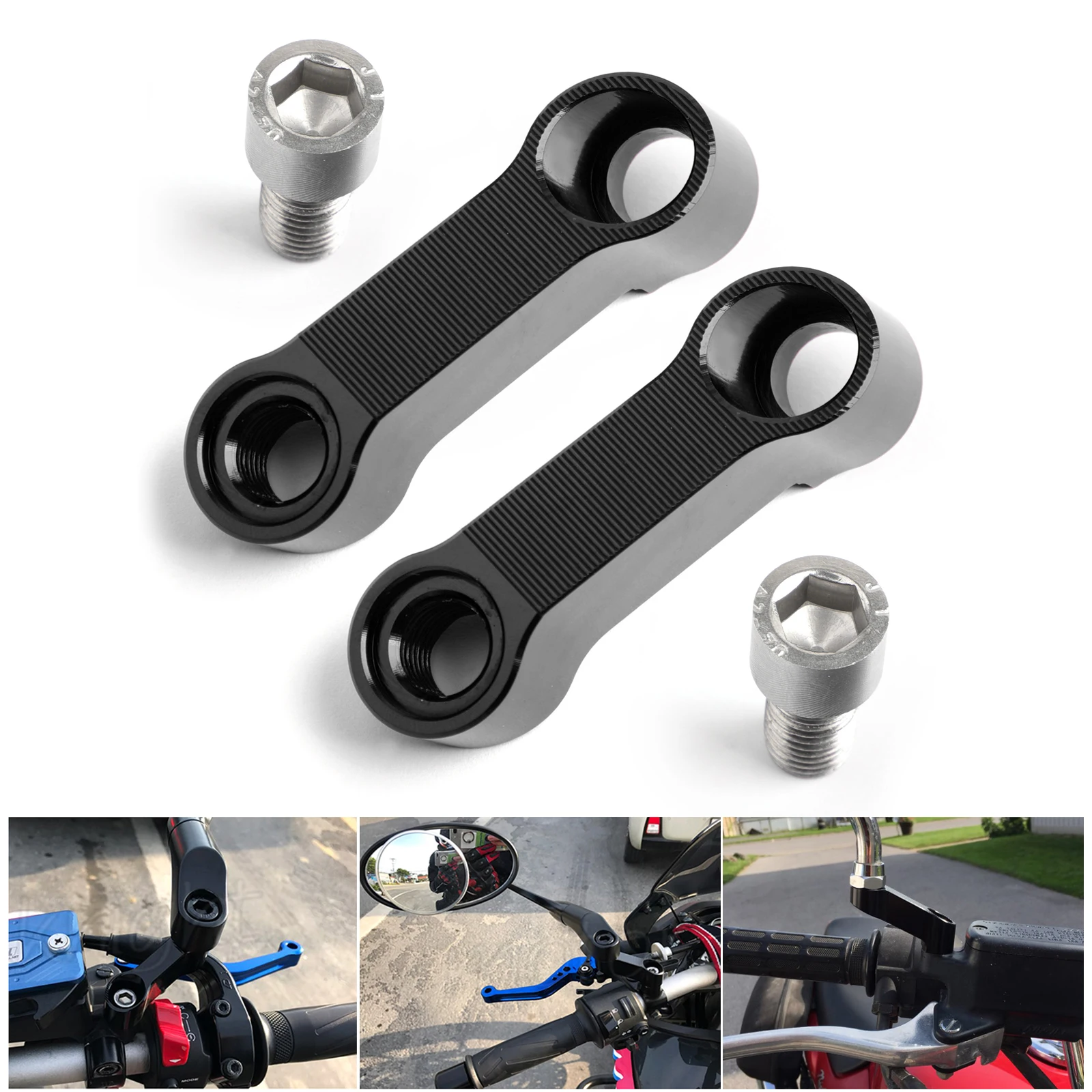 Artudatech 10mm Mirror Riser Mount Adapter Extension Adaptor Universal Motorcycle Accessories