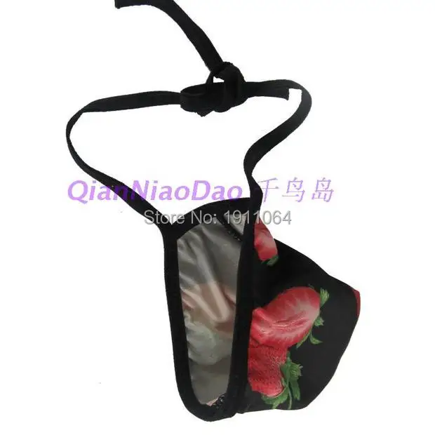 Mens String Pouch Mini Sexy Bulge purse tanning bathing Sack strawberry printed g1694