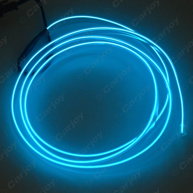 FEELDO 2M 2M Car Decoration Flexible Moulding EL Neon Glow Lighting Rope Strip With Fin And Cigar Lighter Blue/White  #CA3991