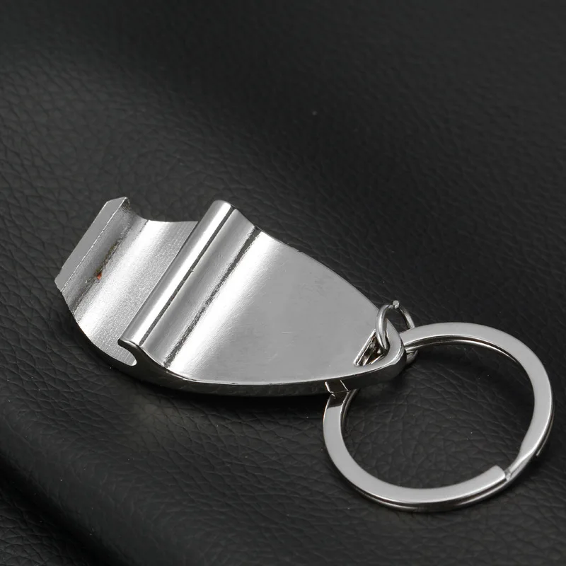 100pcs/lot Portable beer  Bottle Opener Keychain Metal Silver Color Key Ring