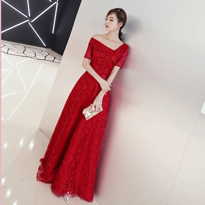 

Burgundy Embroidery Oriental Style Dresses Chinese Bride Vintage Traditional Wedding Cheongsam Dress Long Mermaid Qipao Size