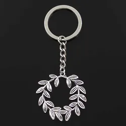 Fashion Olive Branch Wreath 41x36mm Pendant 30mm Key Ring Chain Bronze Silver Color Men Car Gift Souvenirs Keychain Dropshipping