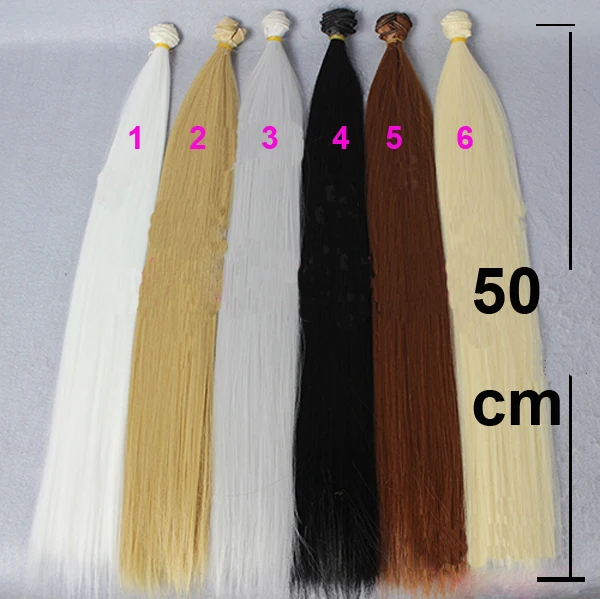 2 pieces/lot super long 50cm*100CM brown flaxen black coffe white brown straight wig hair for 1/3 1/4 BJD diy