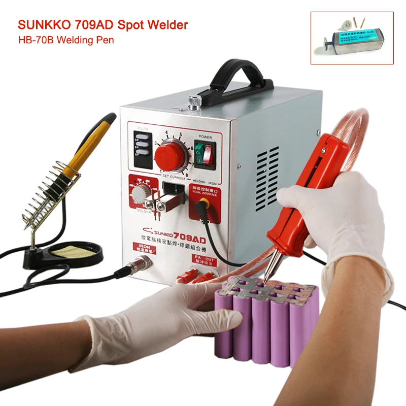 SUNKKO 709AD battery spot welder 2.2kw High power battery Spot welding digital display mobile soldering 18650 Pulse spot welders