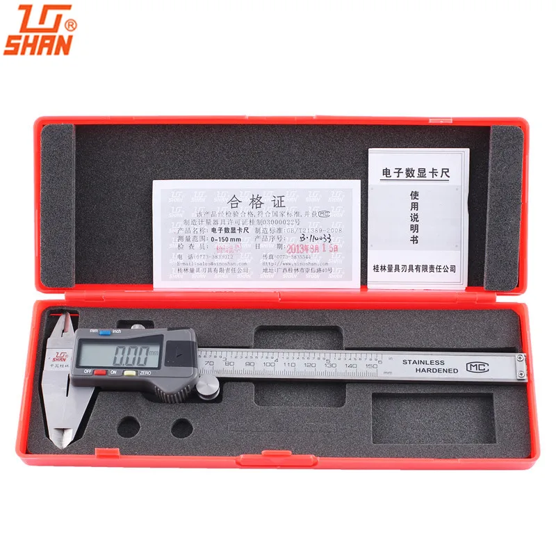 SHAN Digital Calipers 0-150/200/300/500mm Gauge Stainless Steel Ruler Inch/MM Electronic Micrometer Measuring Tools