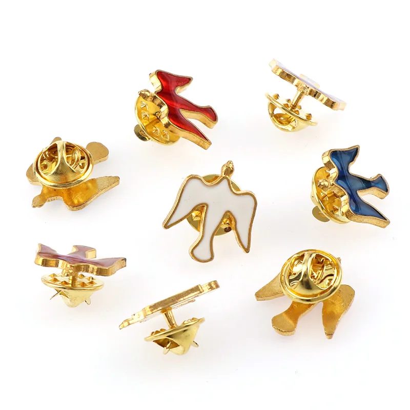 6 Pieces Random Mixed Color Enamel Brooches Pins Pigeon Metal Badges  Cross Lapel Pins for Clothes Vintage  Collar Jewelry