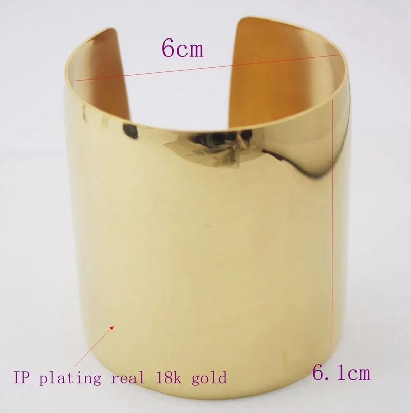 Punk Style 316L Stainless Steel Extra Wide Gold Color Bracelets Cuff Bangles Blank For Women