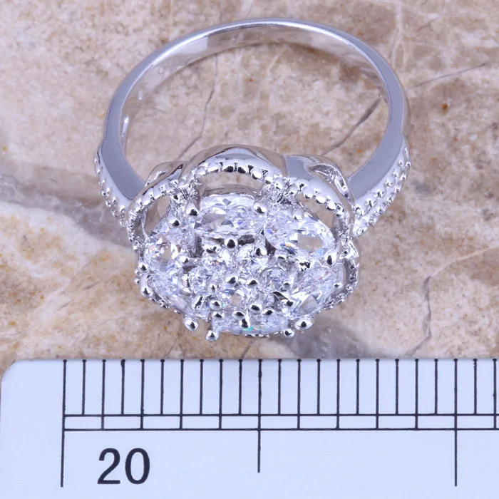 Gallant White CZ Silver Plated  Women's Jewelry Ring Size 6 / 7 / 8 / 9 R0404