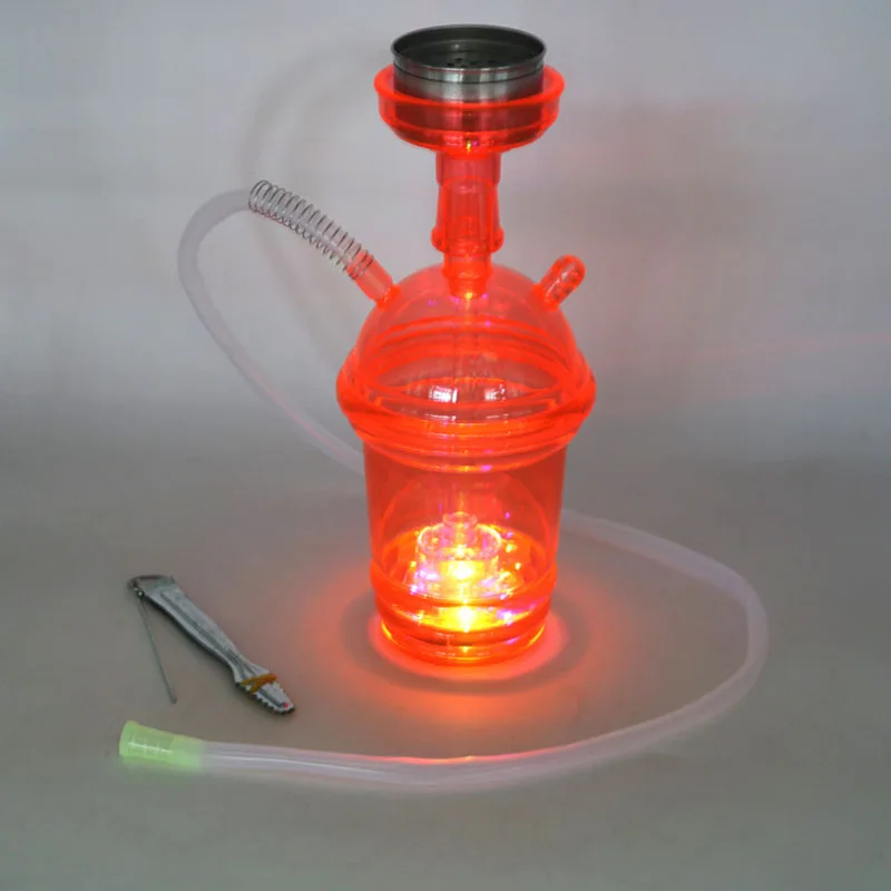 Acrylic LED Light Hookah Cup Set Shisha Pipe with Hose Charcoal Holder Tong Nargila Colorful LED Narguile Accessories Pipes