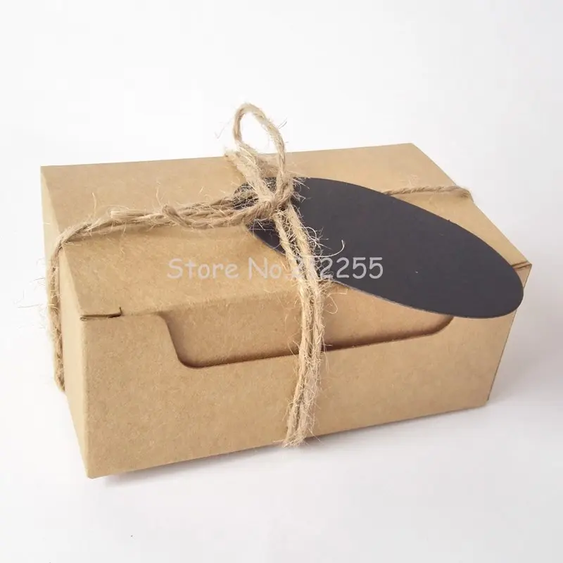 Wholesales/Retails 100 Pieces Rectangle Gift Wrapping Kraft Paper Box With Tags & Hemp Rope Cardboard Paper Soap Box SOB-005