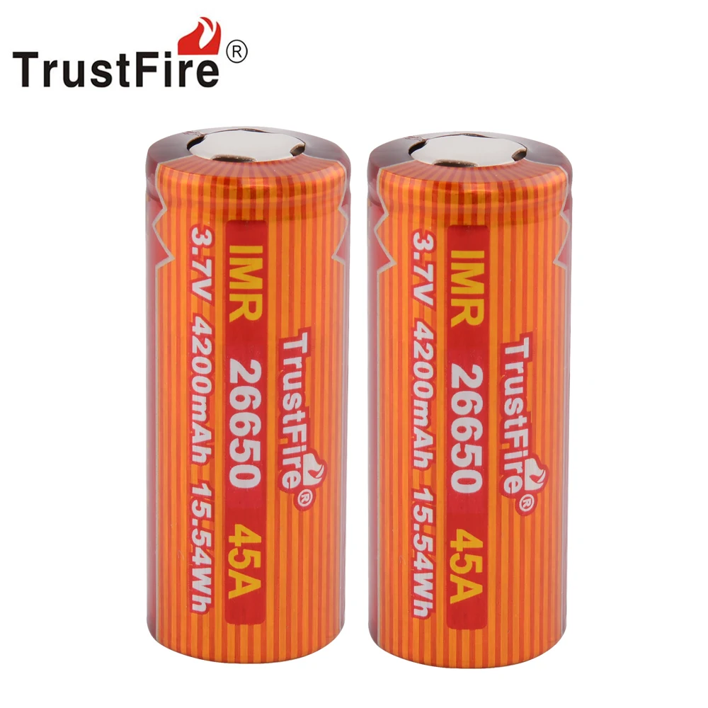 

4pcs/lot TrustFire IMR 26650 4200mAh 3.7V 45A 15.54Wh High-Rate Rechargeable Lithium Battery Cell for E-cigs Electronic Toys