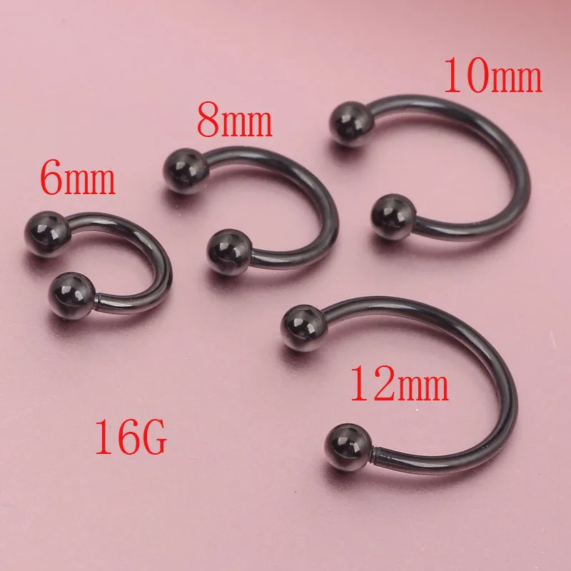 TIANCI FBYJS BLACK Silver Cone Horseshoe Bar Piercing Body Jewelry Nose hoop Nose Ring 100pcs/lot Eyebrow Bar Lip Labret Jewelry