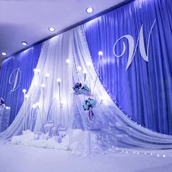 Customade Backdrop Curtains 10ftX20ft Fashion Organza Swag Wedding Stage Background Drops Party Backdrops