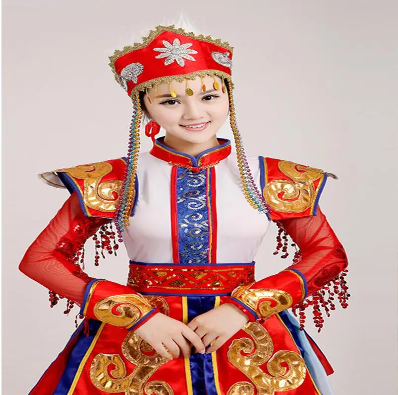 Women's adult performance wear expansion dress robed mongolia chopsticks dance clothes China Minority Folk Clothing Apparel