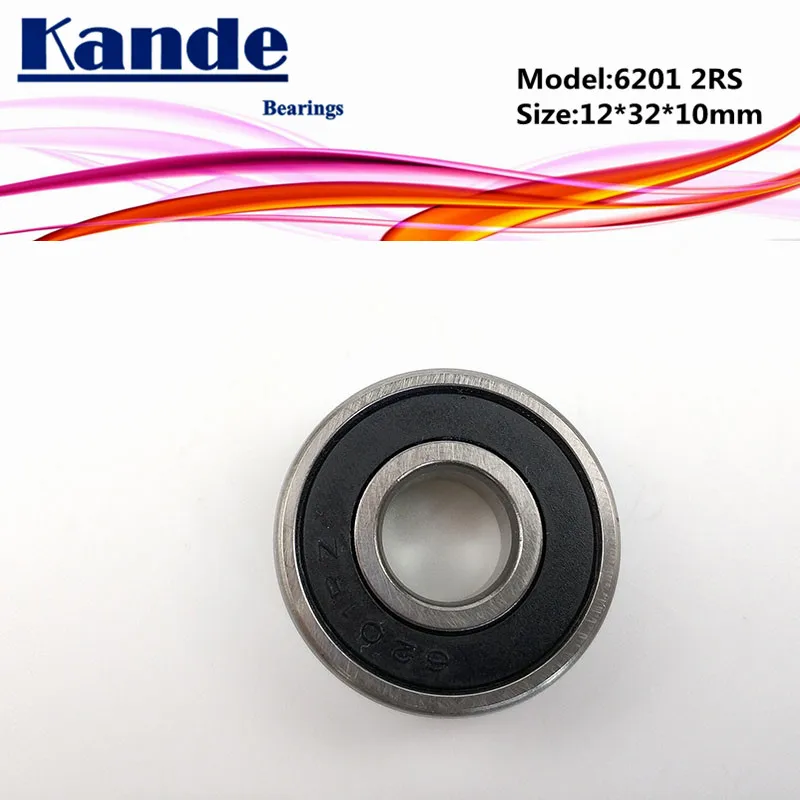 Kande 6201RS 4PCS  ABEC-5 6201 2RS Single Row Deep Groove Ball Bearing 12x32x10 mm 6201RZ