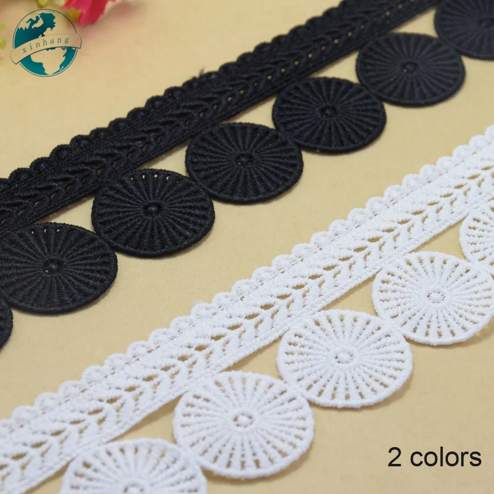 5cm Width 2 colors Polyester Embroidery Sewing Ribbon Guipure Lace Trim Fabric Warp Knitting DIY Garment Accessories#3677