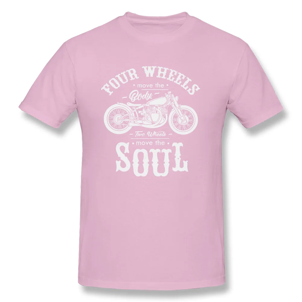 Vintage Motobike Rider Cycle Male Tops & Tees Motorcycle Tshirt Black Four Wheel Move The Body Two Wheels Move The Soul