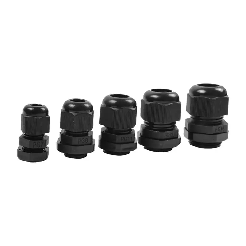 24 Pcs Plastic Waterproof Adjustable 3.5 - 13mm Cable Gland Joints, PG7, PG9, PG11, PG13.5, PG16, Pack of 24