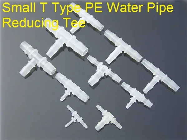 1pcs/lot K614B Small T Type PE Water Pipe Reducing Tee Hose Coupler Connector Aquarium Parts Sell At A Loss USA Belarus Ukraine