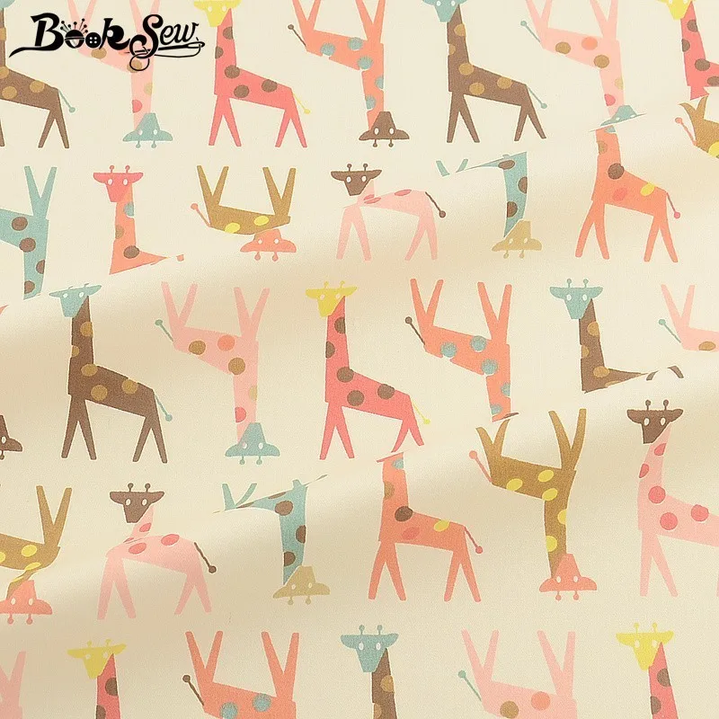 Booksew Giraffe Pattern100% Cotton Fabric Home Telas Fat Quarters CM Handmade Quilting Bed Sheet Sewing Pillow Patchwork Tissu